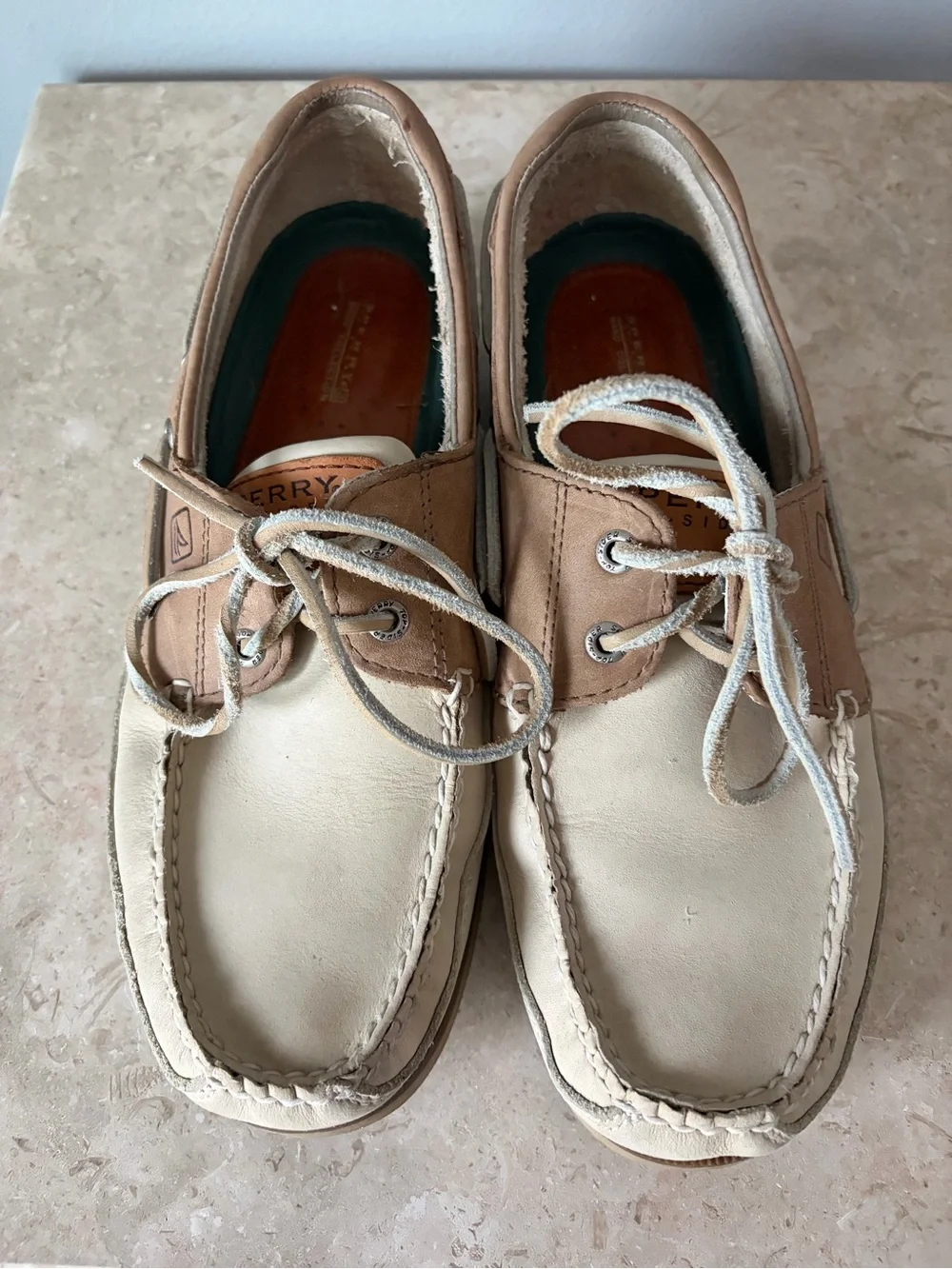 Sperry Top Sider Mako Collection Boat Shoes Men’s Size 9.5 Oyster Taupe Leather
